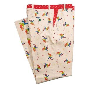 Mens 34 Novelty Chino Pants Beige Multicolor Cotton Flat Front Straight Trousers